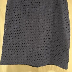 Talbots Navy Eyelet A-Line Skirt